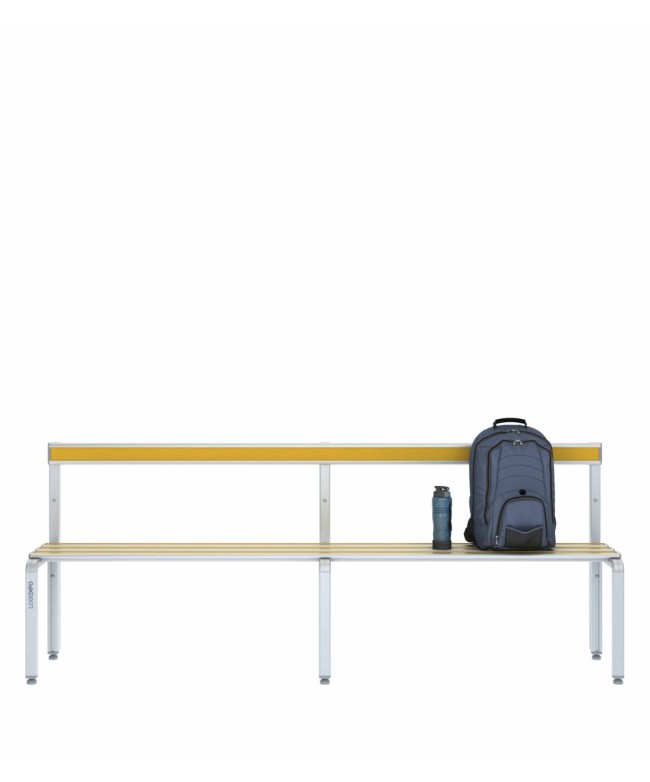 Panca spogliatoio singola 200cm con schienale – Alluminio e HPL