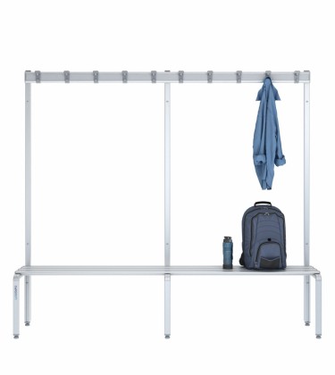 Panca spogliatoio singola 200cm con appendiabiti – Alluminio e HPL 2