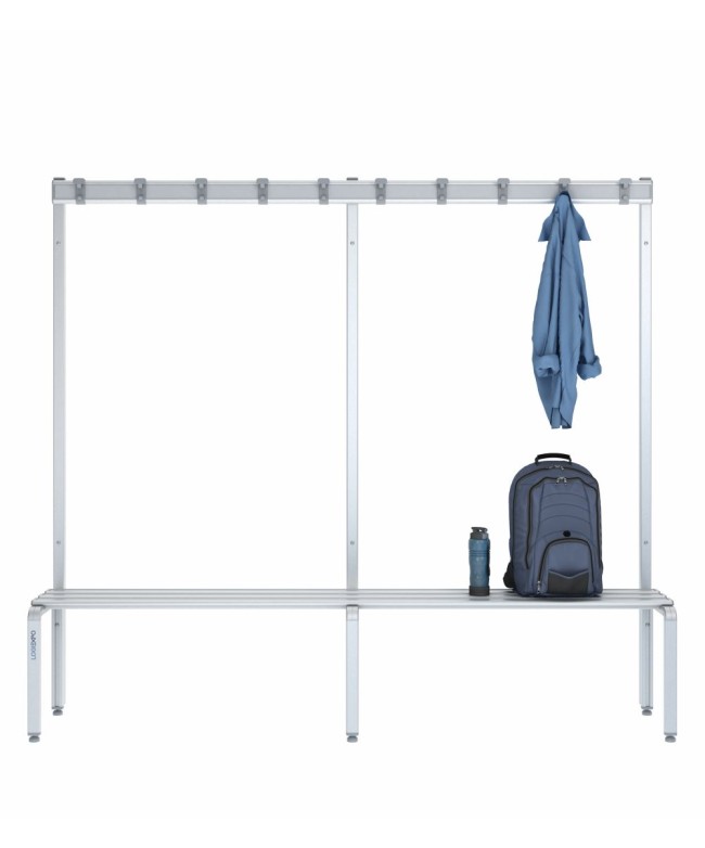 Panca spogliatoio singola 200cm con appendiabiti – Alluminio e HPL