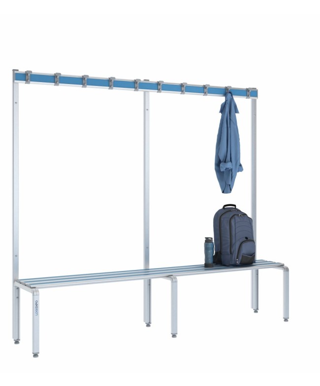 Panca spogliatoio singola 200cm con appendiabiti – Alluminio e HPL