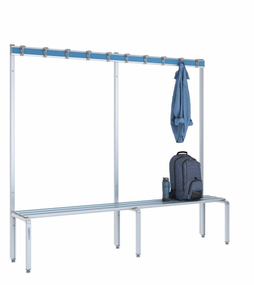 Panca spogliatoio singola 200cm con appendiabiti – Alluminio e HPL