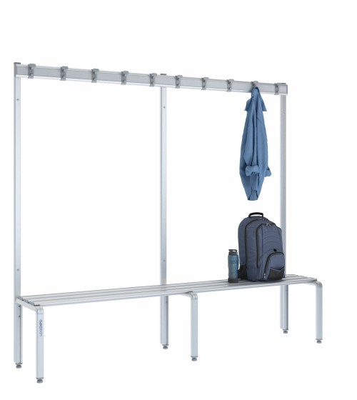 Panca spogliatoio singola 200cm con appendiabiti – Alluminio e HPL
