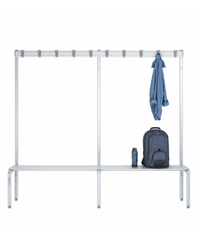 Panca spogliatoio singola 200cm con appendiabiti – Alluminio e HPL