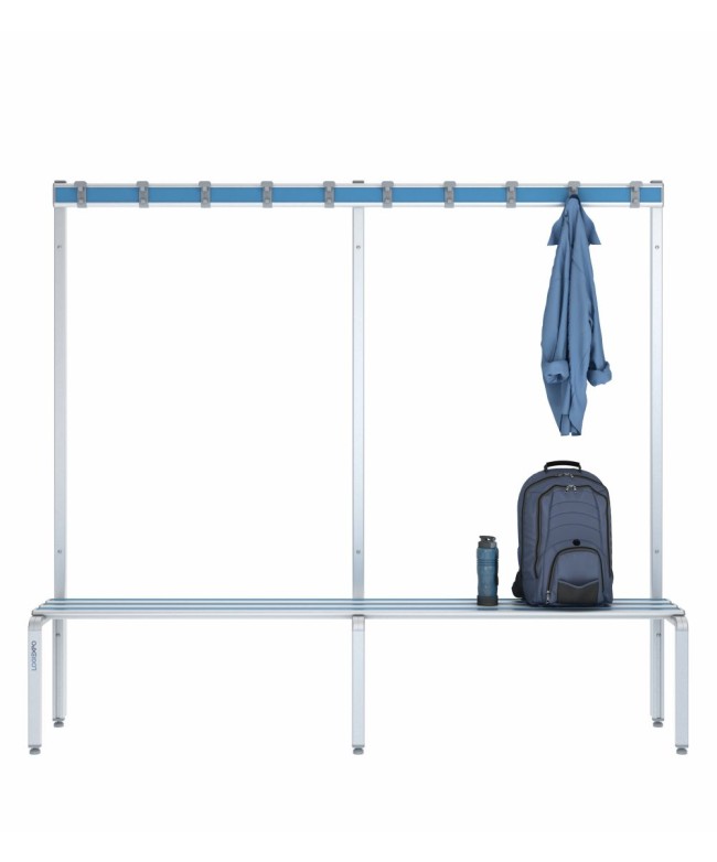 Panca spogliatoio singola 200cm con appendiabiti – Alluminio e HPL