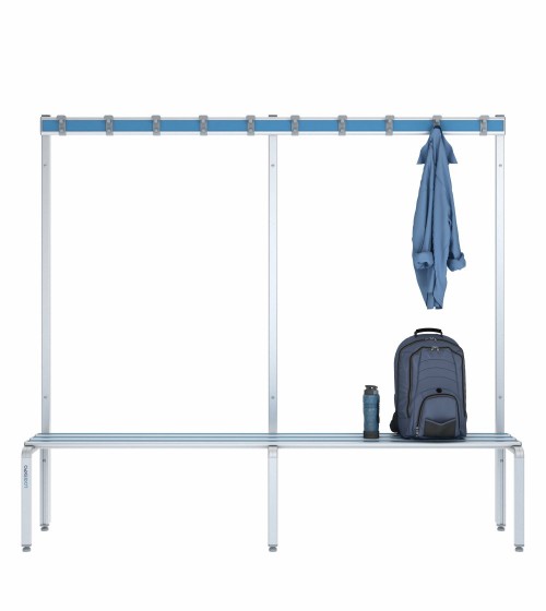 Panca spogliatoio singola 200cm con appendiabiti – Alluminio e HPL