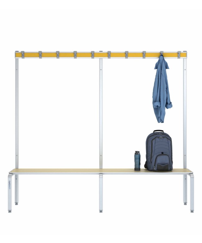 Panca spogliatoio singola 200cm con appendiabiti – Alluminio e HPL