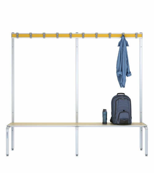 Panca spogliatoio singola 200cm con appendiabiti – Alluminio e HPL