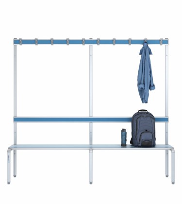 Panca spogliatoio singola 200cm con appendiabiti e schienale 2