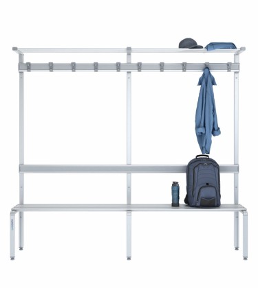 Panca singola 200cm con cappelliera, appendiabiti e schienale 2