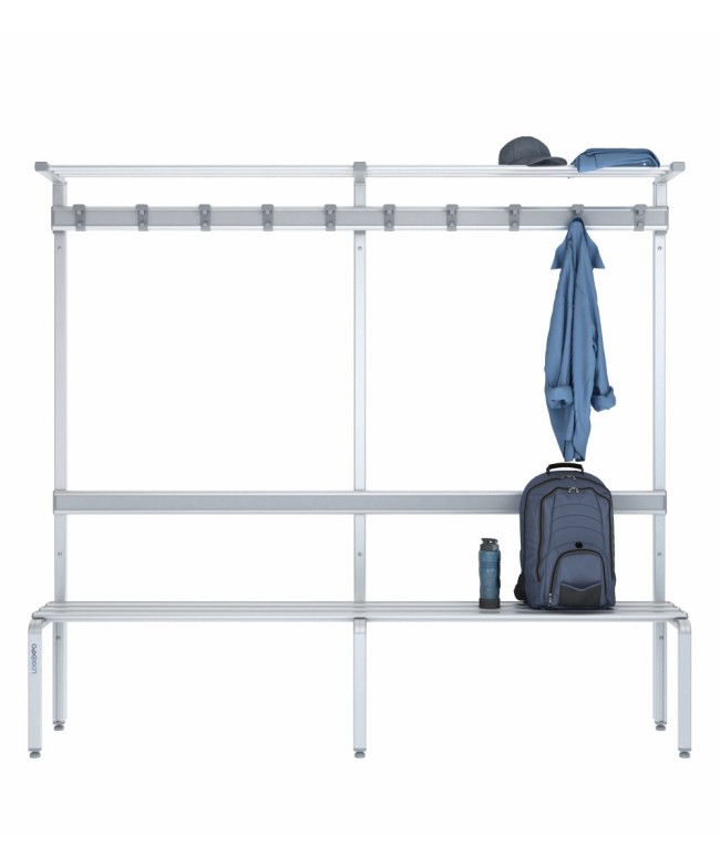 Panca singola 200cm con cappelliera, appendiabiti e schienale