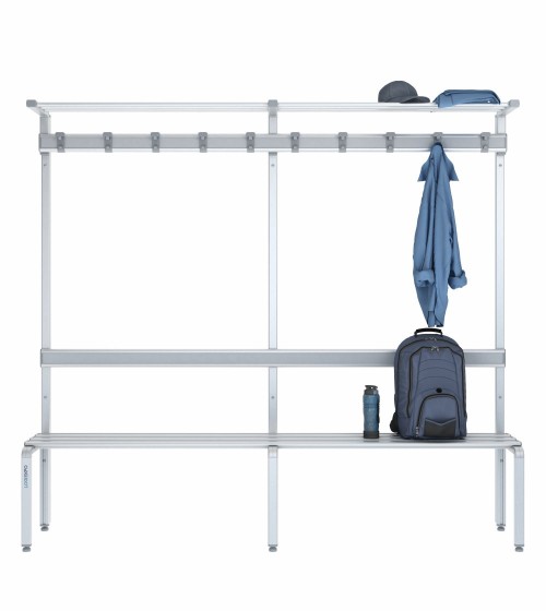 Panca singola 200cm con cappelliera, appendiabiti e schienale