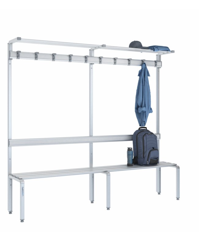 Panca singola 200cm con cappelliera, appendiabiti e schienale