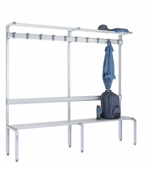 Panca singola 200cm con cappelliera, appendiabiti e schienale