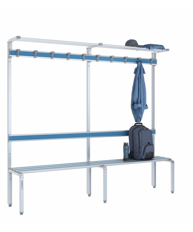 Panca singola 200cm con cappelliera, appendiabiti e schienale