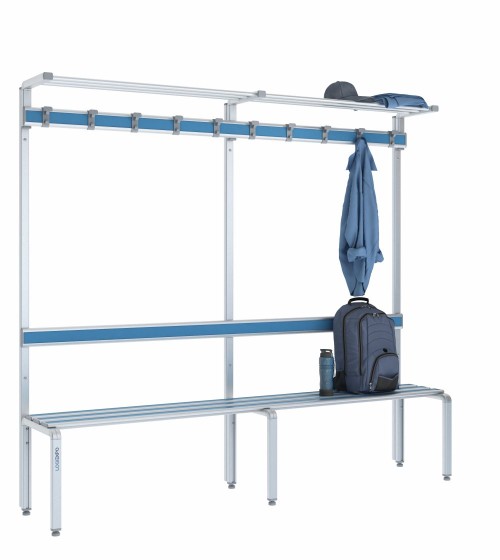 Panca singola 200cm con cappelliera, appendiabiti e schienale