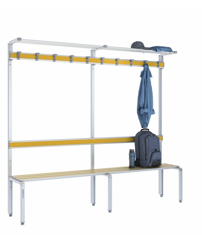 Panca singola 200cm con cappelliera, appendiabiti e schienale