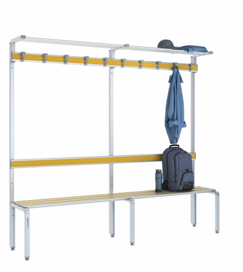 Panca singola 200cm con cappelliera, appendiabiti e schienale