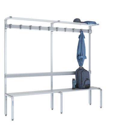 Panca singola 200cm con cappelliera, appendiabiti e schienale