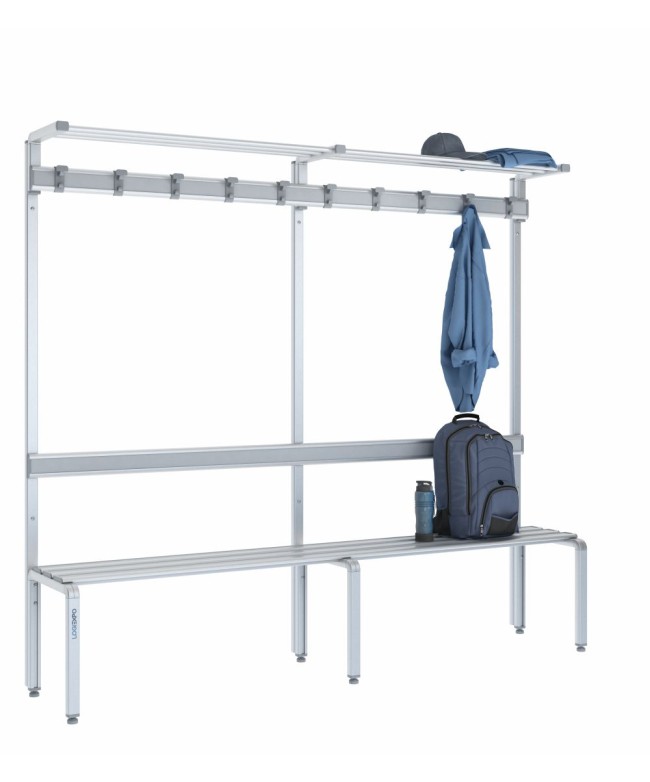 Panca singola 200cm con cappelliera, appendiabiti e schienale