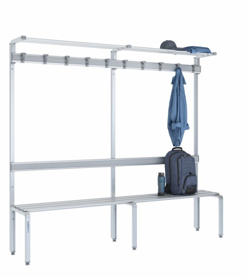 Panca singola 200cm con cappelliera, appendiabiti e schienale