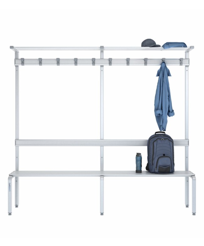 Panca singola 200cm con cappelliera, appendiabiti e schienale