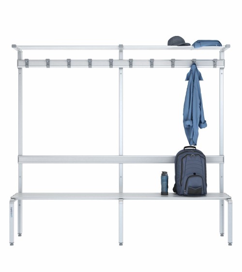 Panca singola 200cm con cappelliera, appendiabiti e schienale