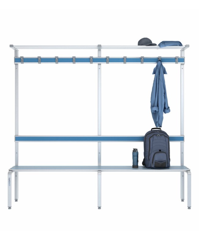 Panca singola 200cm con cappelliera, appendiabiti e schienale