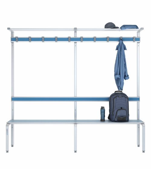 Panca singola 200cm con cappelliera, appendiabiti e schienale