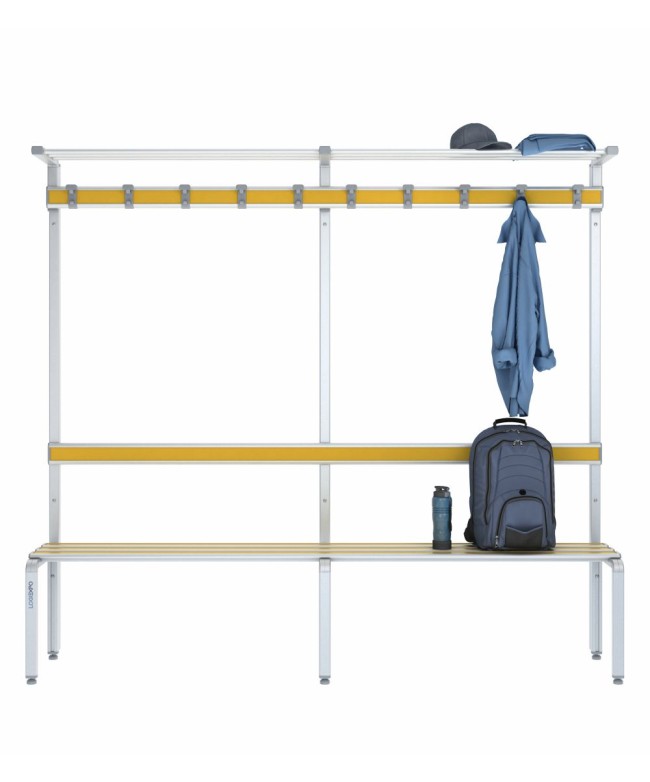 Panca singola 200cm con cappelliera, appendiabiti e schienale