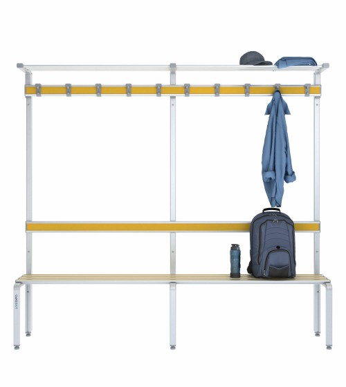 Panca singola 200cm con cappelliera, appendiabiti e schienale