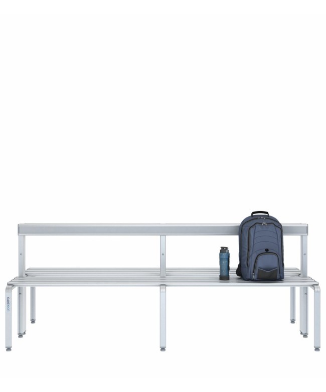 Panca spogliatoio doppia 200cm con schienale – Alluminio e HPL