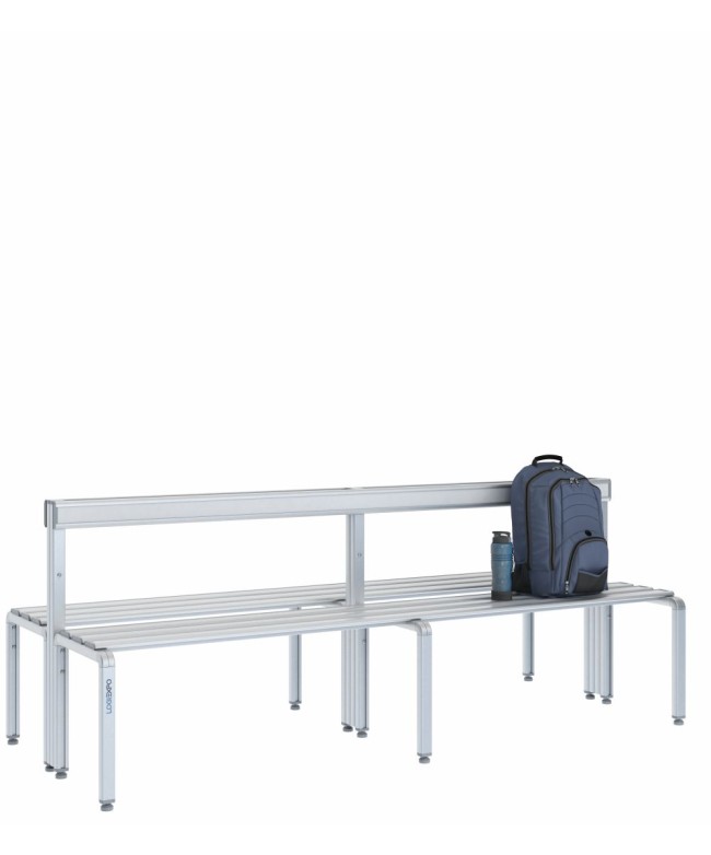 Panca spogliatoio doppia 200cm con schienale – Alluminio e HPL