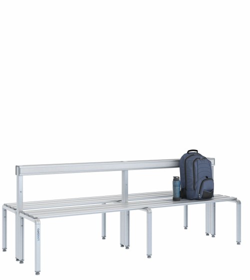 Panca spogliatoio doppia 200cm con schienale – Alluminio e HPL