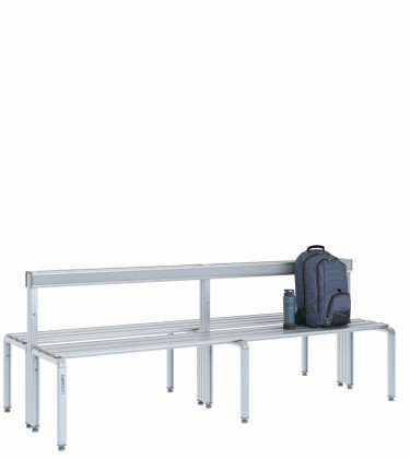 Panca spogliatoio doppia 200cm con schienale – Alluminio e HPL