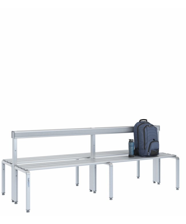 Panca spogliatoio doppia 200cm con schienale – Alluminio e HPL