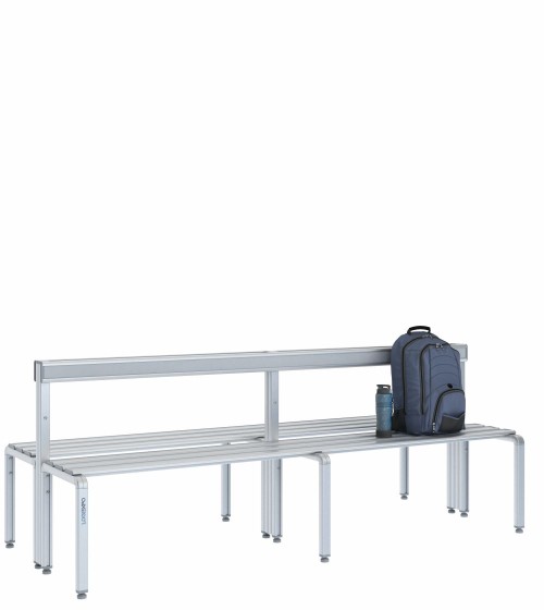Panca spogliatoio doppia 200cm con schienale – Alluminio e HPL