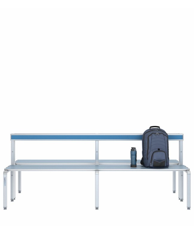 Panca spogliatoio doppia 200cm con schienale – Alluminio e HPL