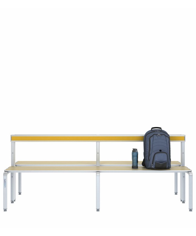 Panca spogliatoio doppia 200cm con schienale – Alluminio e HPL