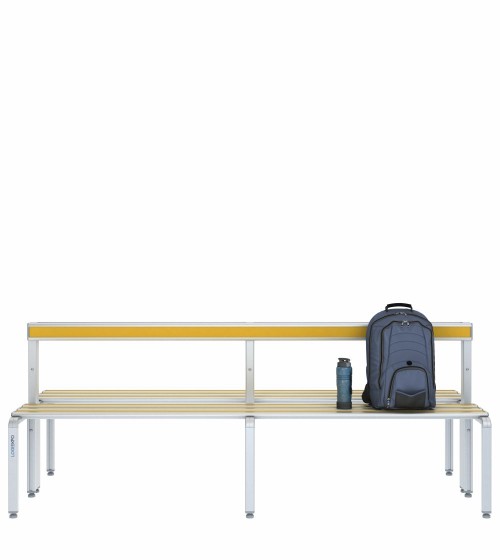 Panca spogliatoio doppia 200cm con schienale – Alluminio e HPL