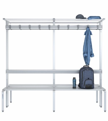 Panca doppia 200cm con cappelliera, appendiabiti e schienale 2