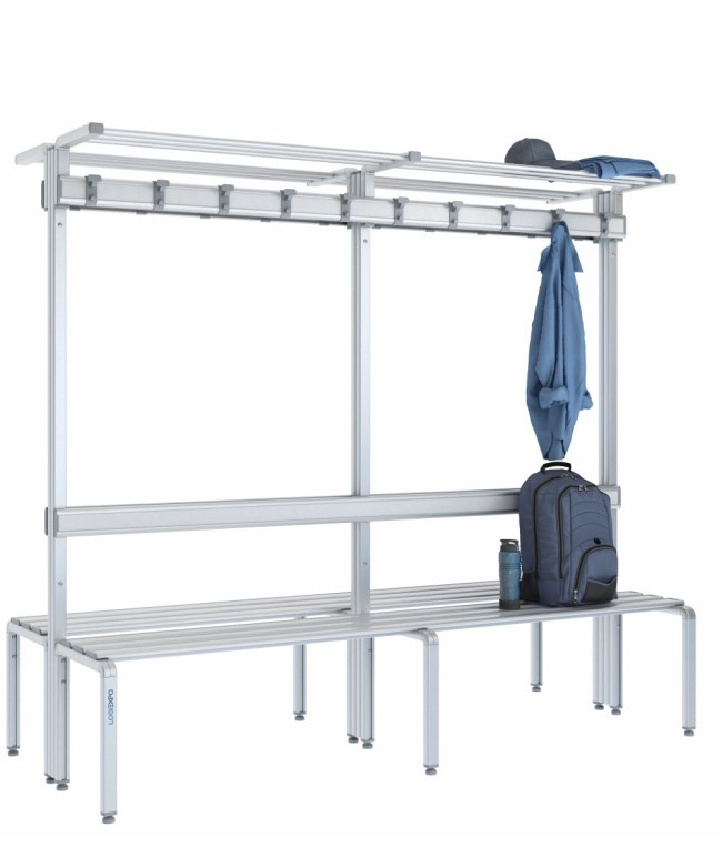 Panca doppia 200cm con cappelliera, appendiabiti e schienale