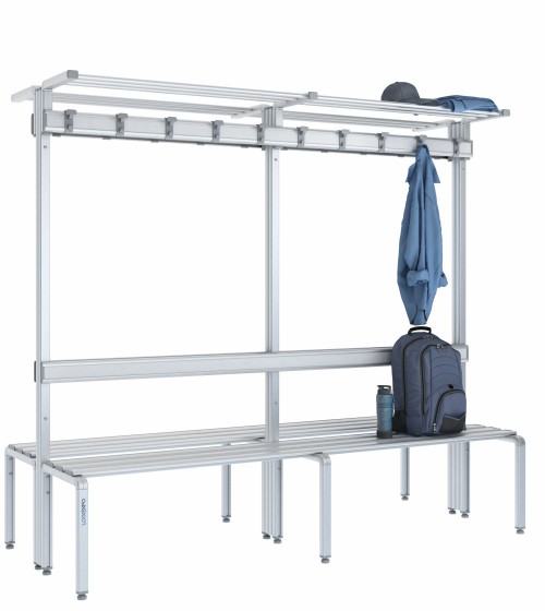 Panca doppia 200cm con cappelliera, appendiabiti e schienale