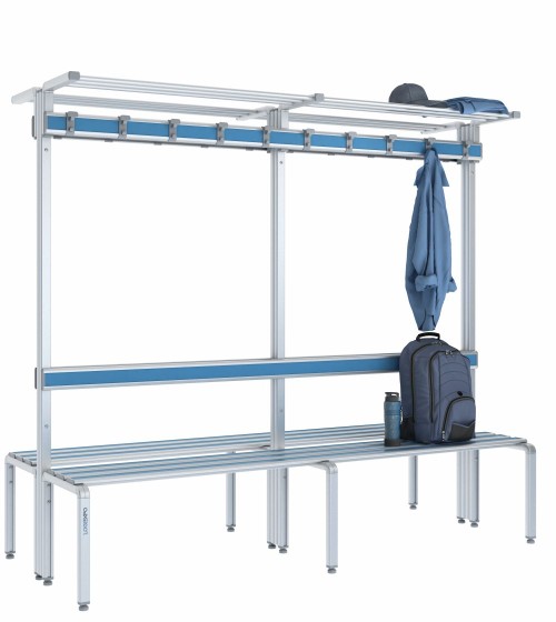 Panca doppia 200cm con cappelliera, appendiabiti e schienale