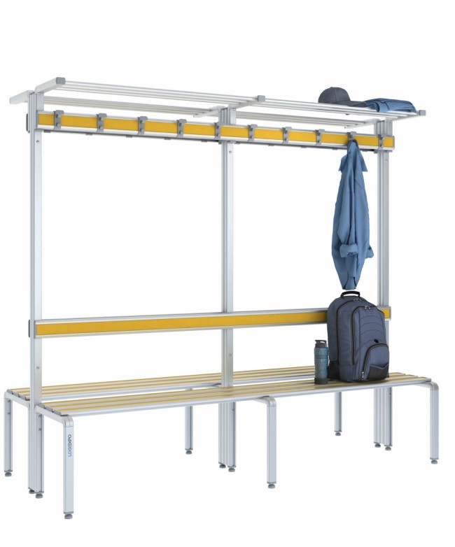 Panca doppia 200cm con cappelliera, appendiabiti e schienale