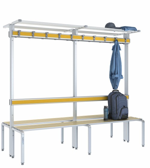 Panca doppia 200cm con cappelliera, appendiabiti e schienale