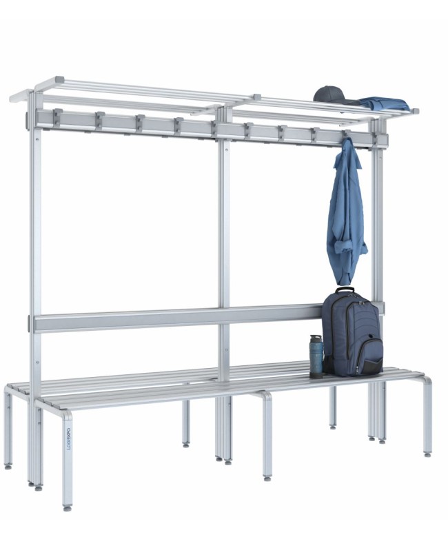 Panca doppia 200cm con cappelliera, appendiabiti e schienale