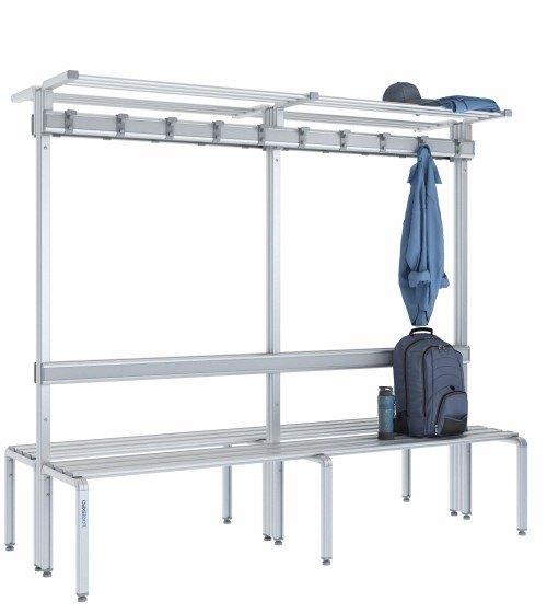 Panca doppia 200cm con cappelliera, appendiabiti e schienale