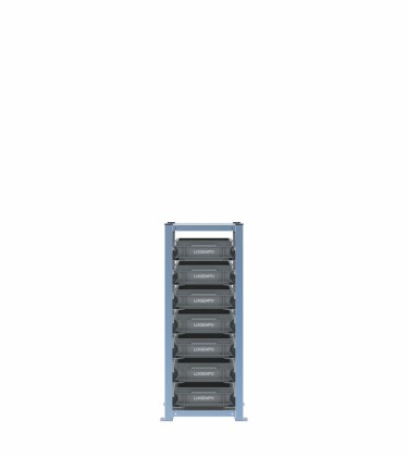 Scaffale H1000 a 1 campata con 7 contenitori Euro 400x300x100h, vista prospettica 2
