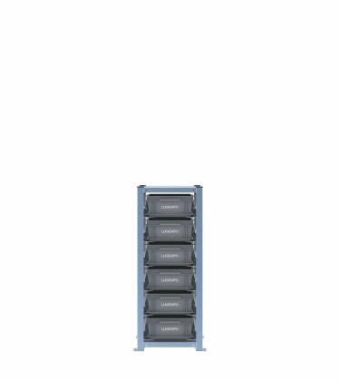 Scaffale H1000 a 1 campata con 6 contenitori Euro 400x300x130h, vista prospettica 2