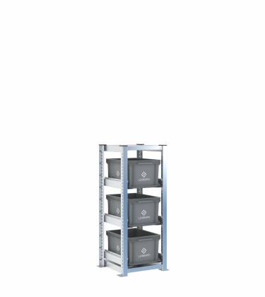 Scaffale H1000 a 1 campata con 3 contenitori Euro 400x300x220h, vista prospettica